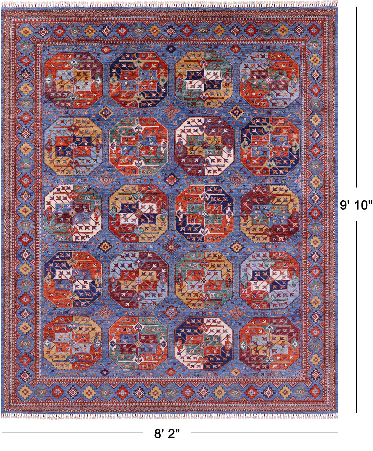 Turkmen Ersari Hand Knotted Wool Rug - 8' 2" X 9' 10" - Golden Nile