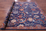 Blue Exotic Birds Persian Fine Serapi Hand Knotted Wool Rug - 8' 2" X 9' 11" - Golden Nile