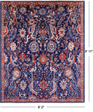Blue Exotic Birds Persian Fine Serapi Hand Knotted Wool Rug - 8' 2" X 9' 11" - Golden Nile