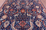 Blue Exotic Birds Persian Fine Serapi Hand Knotted Wool Rug - 8' 2" X 9' 11" - Golden Nile