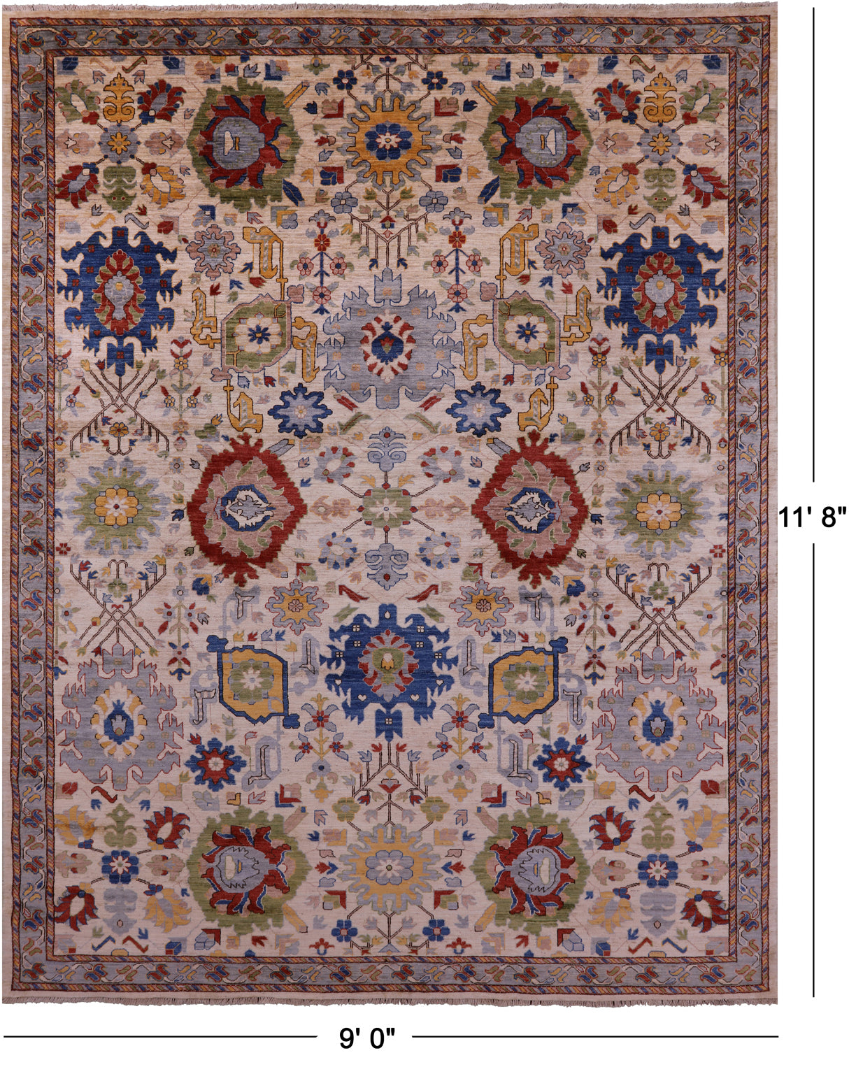 Persian Fine Serapi Handmade Wool Rug - 9' 0" X 11' 8" - Golden Nile