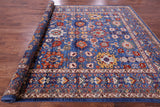 Blue Persian Fine Serapi Hand Knotted Wool Rug - 8' 11" X 12' 4" - Golden Nile