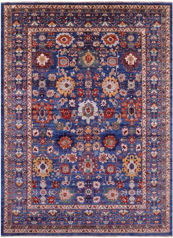 Blue Persian Fine Serapi Hand Knotted Wool Rug - 8' 11