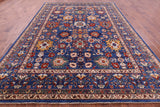 Blue Persian Fine Serapi Hand Knotted Wool Rug - 8' 11" X 12' 4" - Golden Nile