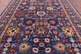 Blue Persian Fine Serapi Hand Knotted Wool Rug - 8' 11" X 12' 4" - Golden Nile
