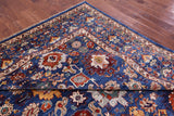 Blue Persian Fine Serapi Hand Knotted Wool Rug - 8' 11" X 12' 4" - Golden Nile
