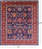 Blue Persian Fine Serapi Handmade Wool Rug - 8' 1" X 9' 8" - Golden Nile