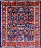 Blue Persian Fine Serapi Handmade Wool Rug - 8' 1" X 9' 8" - Golden Nile