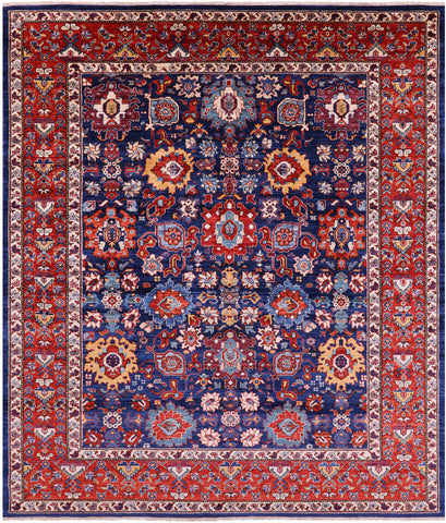 Blue Persian Fine Serapi Handmade Wool Rug - 8' 1
