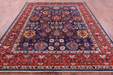 Blue Persian Fine Serapi Handmade Wool Rug - 8' 1" X 9' 8" - Golden Nile