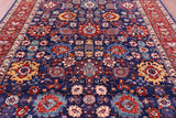 Blue Persian Fine Serapi Handmade Wool Rug - 8' 1" X 9' 8" - Golden Nile