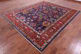 Blue Persian Fine Serapi Handmade Wool Rug - 8' 1" X 9' 8" - Golden Nile