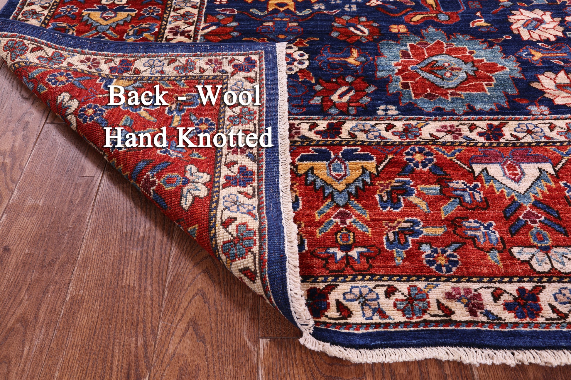 Blue Persian Fine Serapi Handmade Wool Rug - 8' 1" X 9' 8" - Golden Nile
