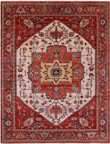 Persian Fine Serapi Hand Knotted Wool Rug - 9' 0