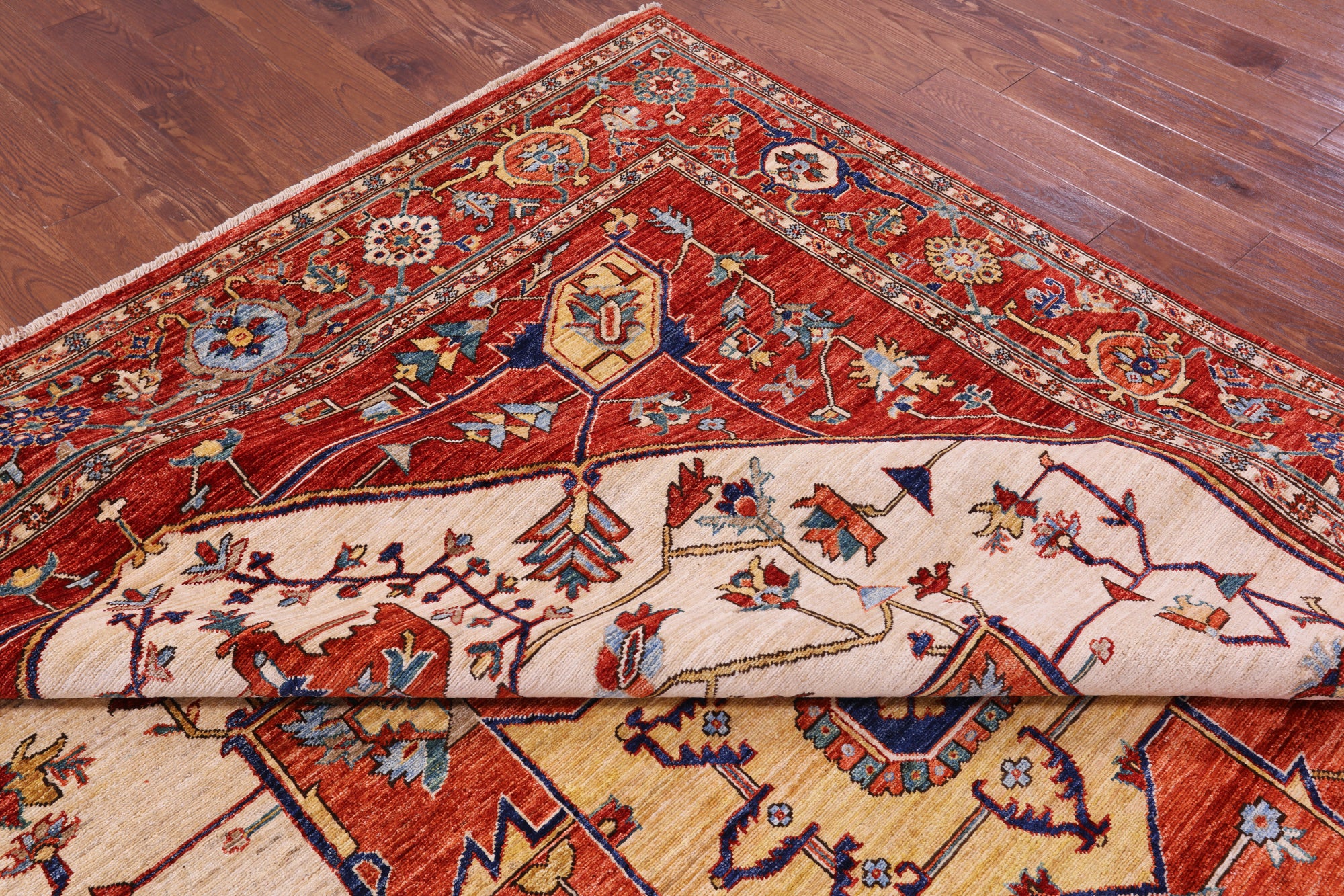 Persian Fine Serapi Hand Knotted Wool Rug - 9' 0" X 11' 9" - Golden Nile