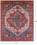 Persian Fine Serapi Handmade Wool Rug - 9' 1" X 11' 8" - Golden Nile