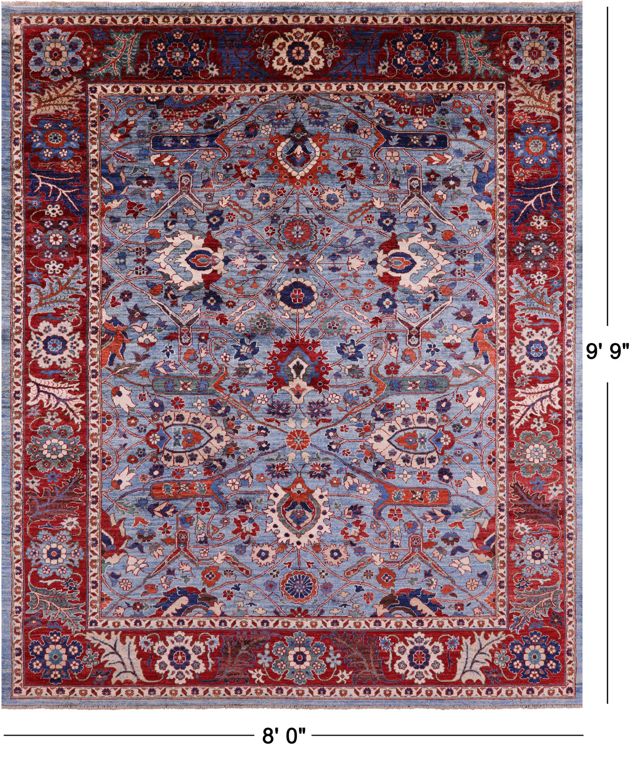 Persian Fine Serapi Hand Knotted Wool Rug - 8' 0" X 9' 9" - Golden Nile