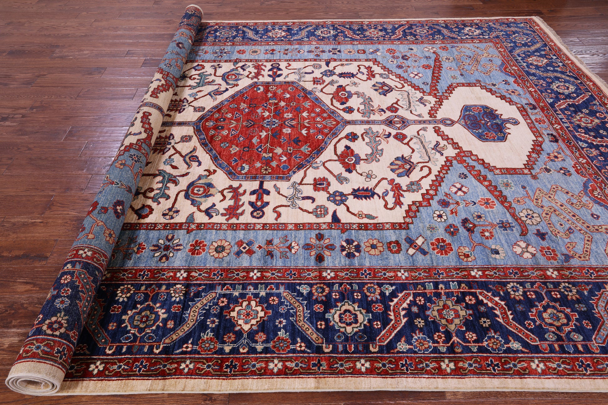 Persian Fine Serapi Hand Knotted Wool Rug - 8' 11" X 12' 0" - Golden Nile