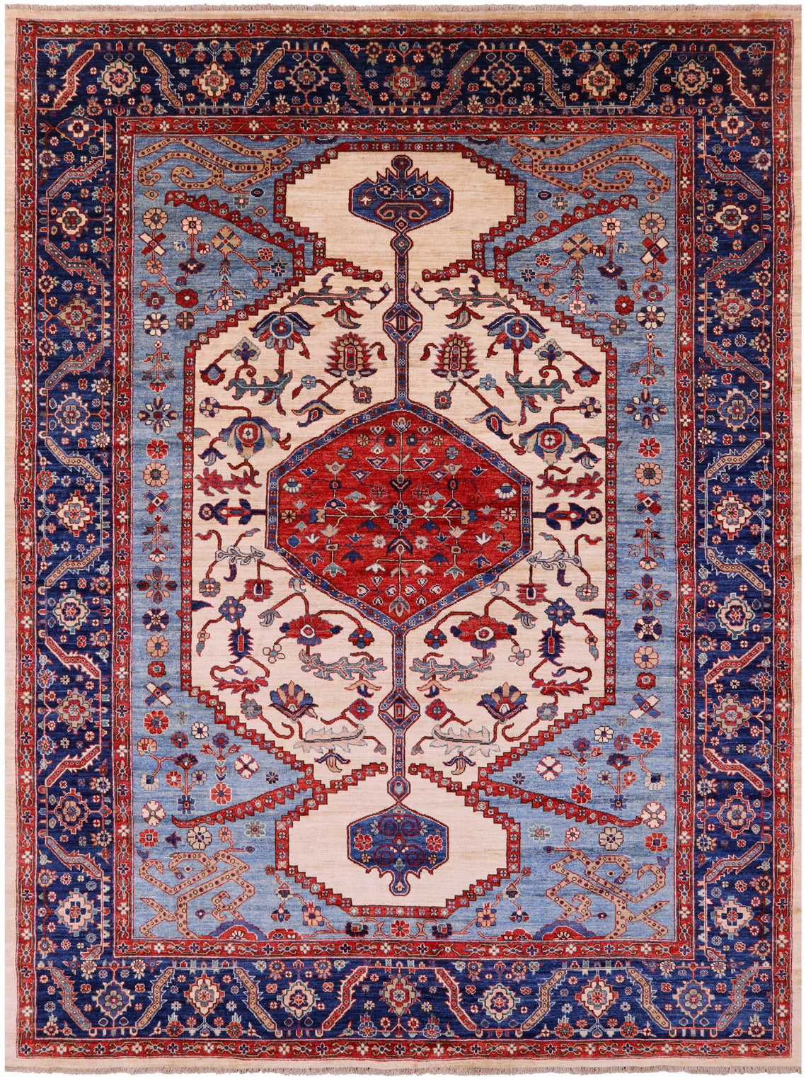 Persian Fine Serapi Hand Knotted Wool Rug - 8' 11" X 12' 0" - Golden Nile