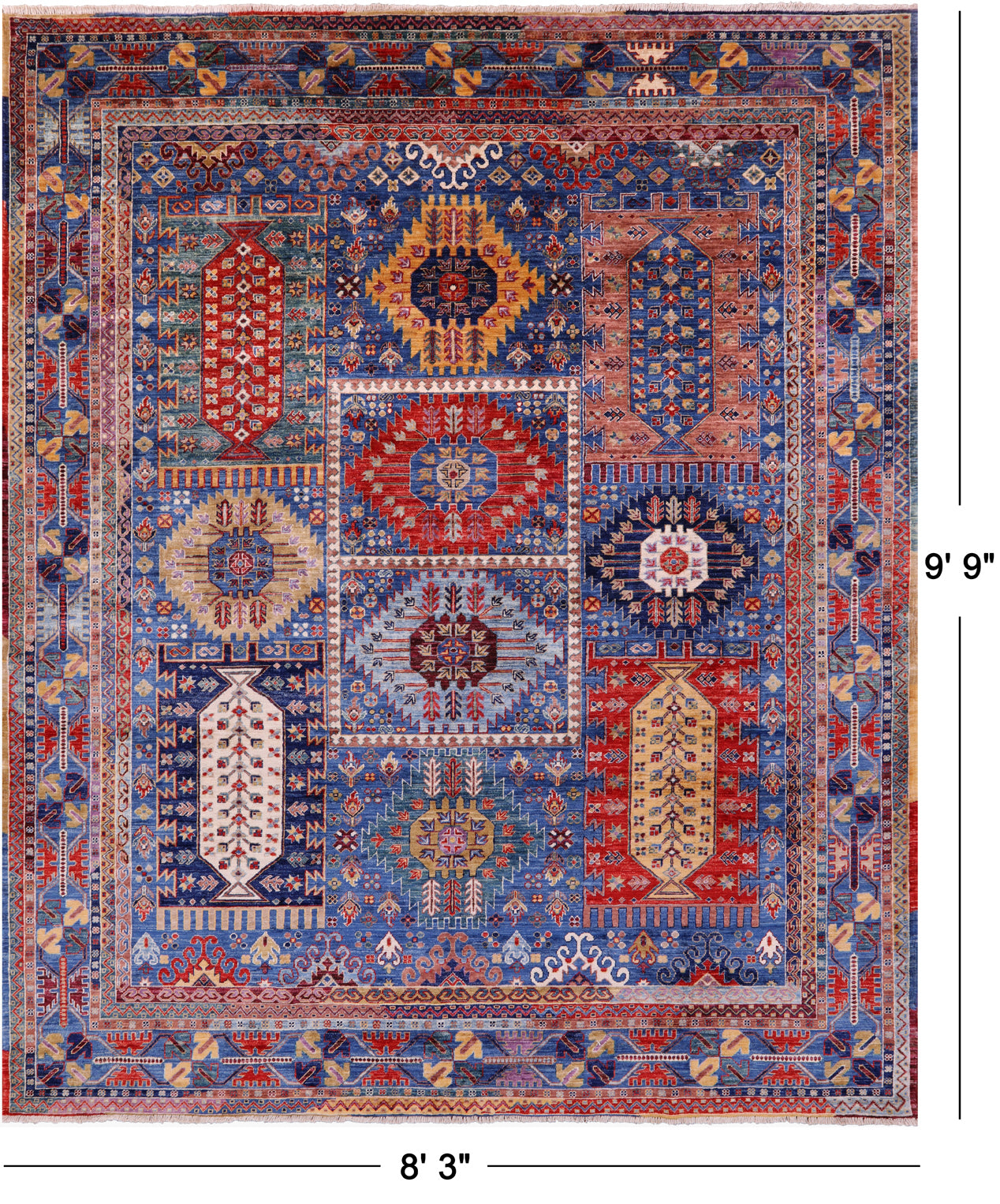 Persian Fine Serapi Hand Knotted Wool Rug - 8' 3" X 9' 9" - Golden Nile