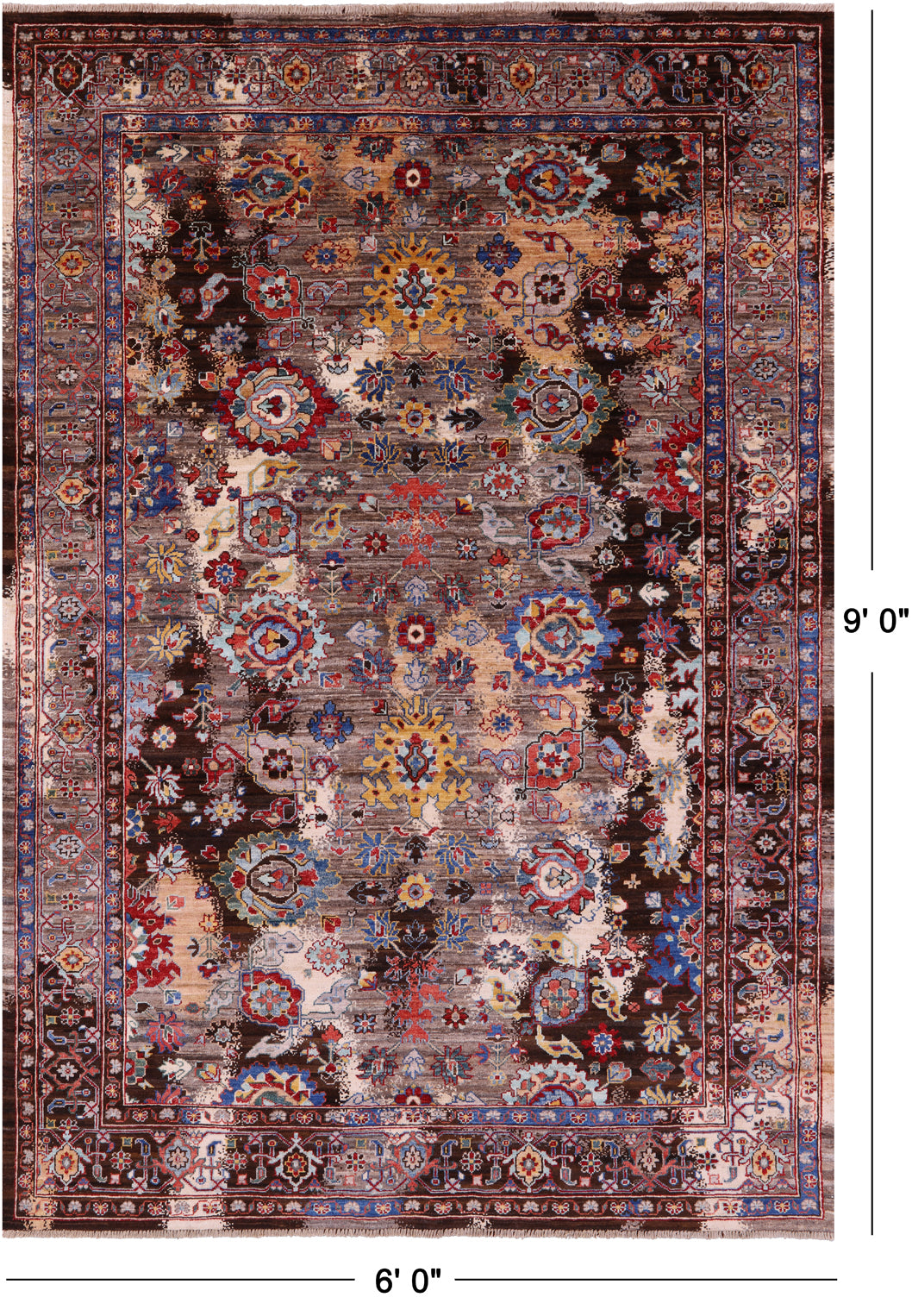 Persian Fine Serapi Hand Knotted Wool Rug - 6' 0" X 9' 0" - Golden Nile