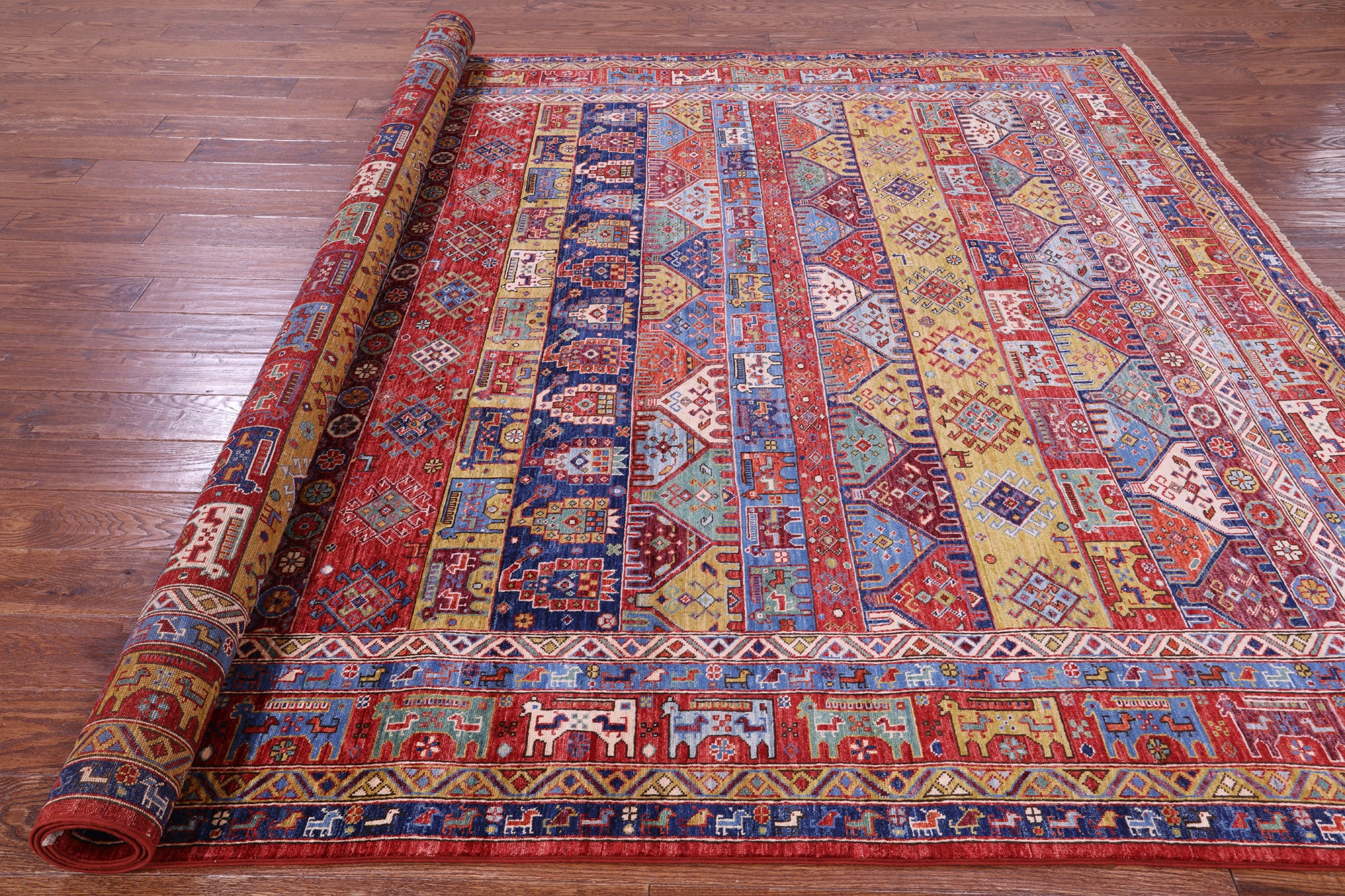 Tribal Persian Gabbeh Hand Knotted Wool Rug - 8' 1" X 10' 0" - Golden Nile