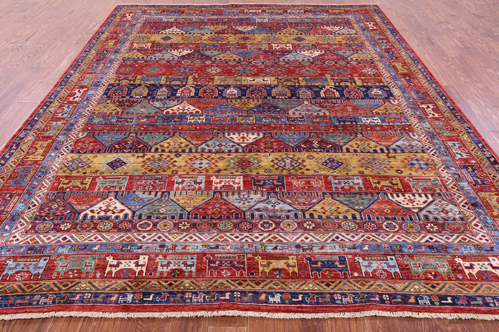 Tribal Persian Gabbeh Hand Knotted Wool Rug - 8' 1" X 10' 0" - Golden Nile