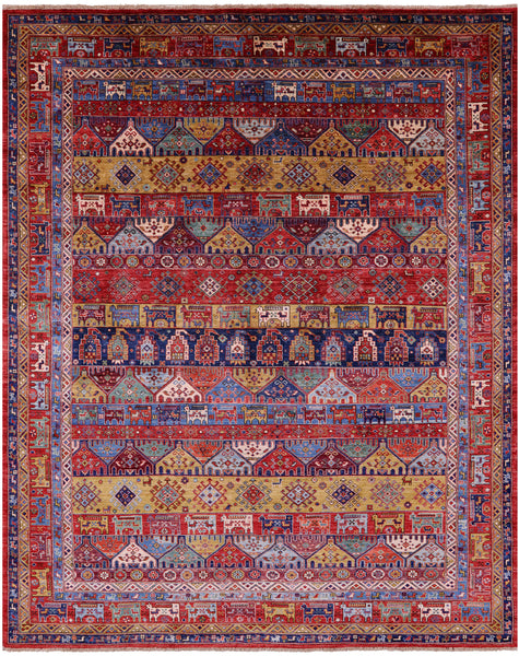 Tribal Persian Gabbeh Hand Knotted Wool Rug - 8' 1" X 10' 0" - Golden Nile