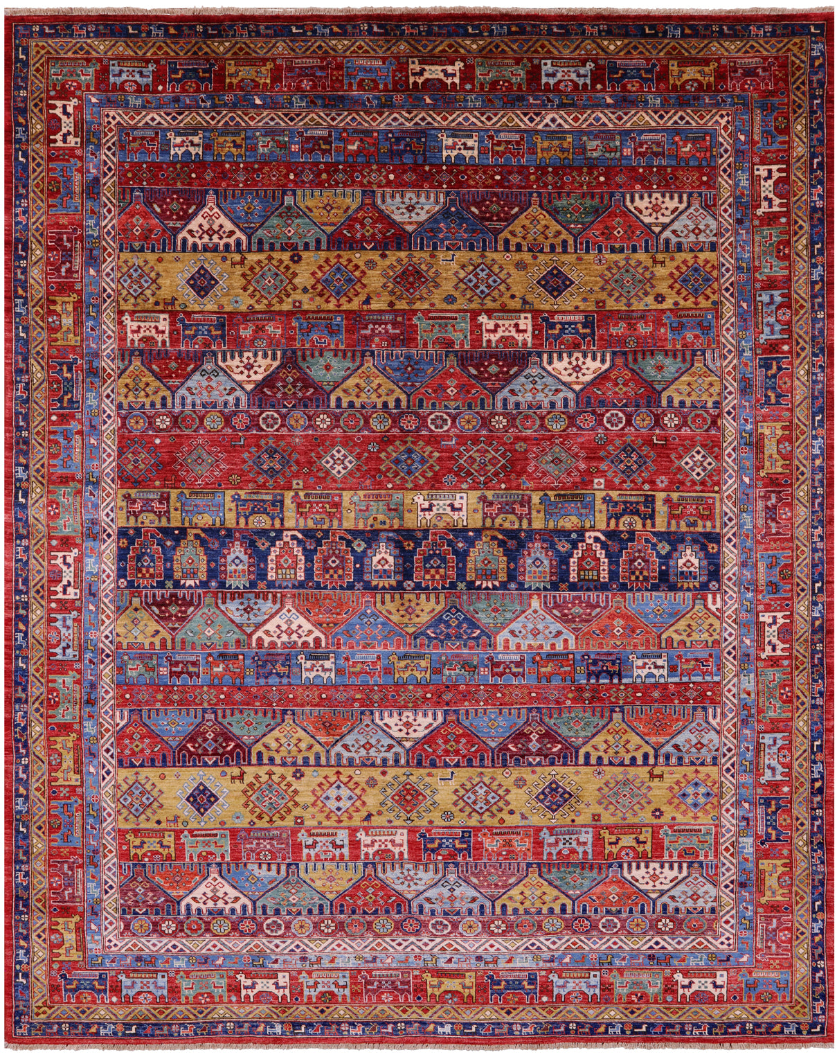 Tribal Persian Gabbeh Hand Knotted Wool Rug - 8' 1" X 10' 0" - Golden Nile