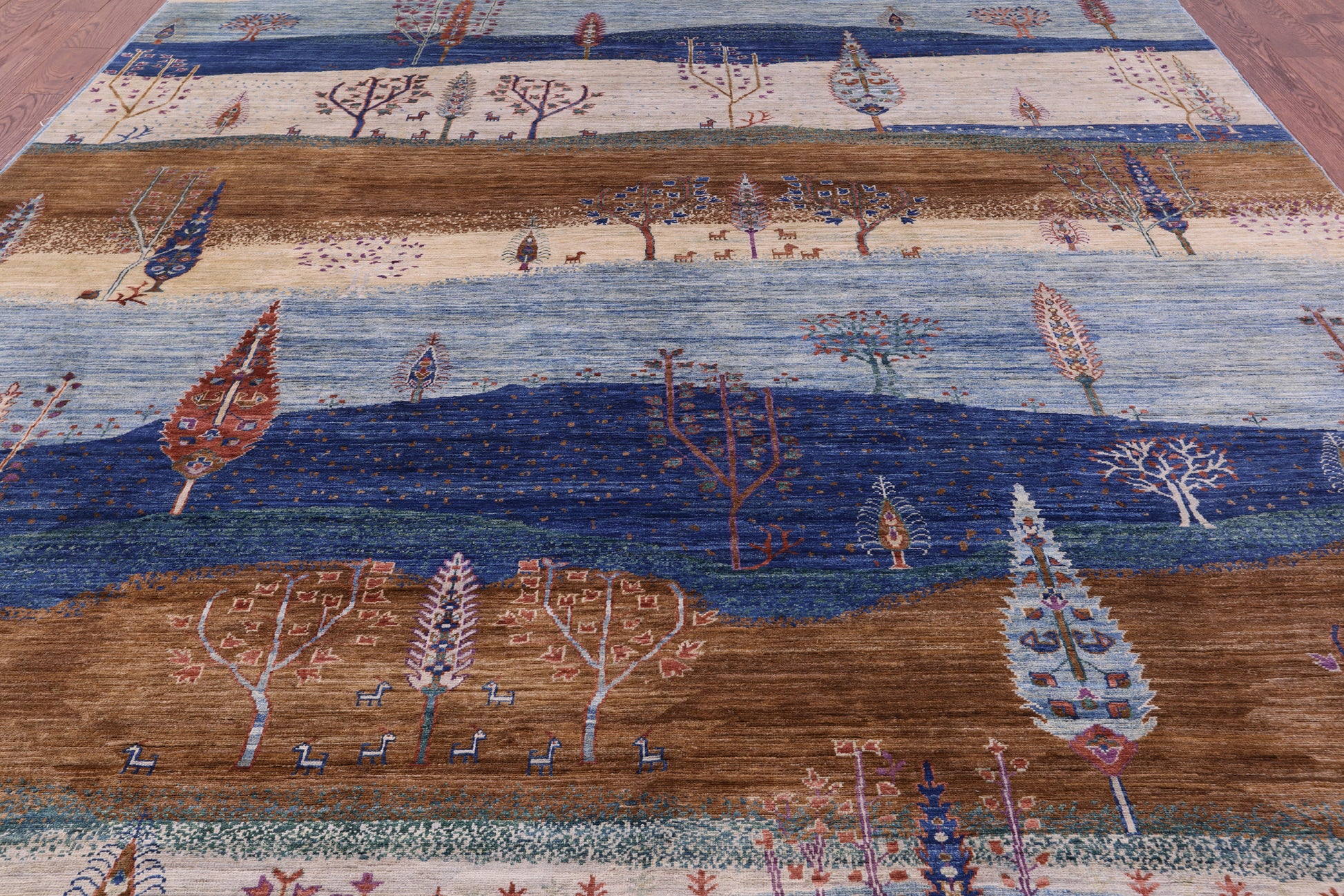 Tribal Persian Gabbeh Hand Knotted Wool Rug - 9' 1" X 11' 9" - Golden Nile