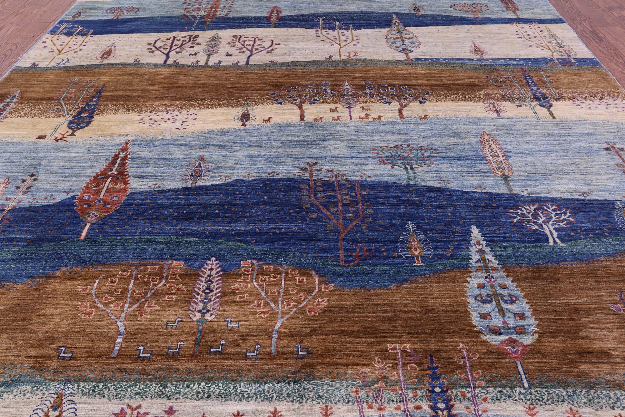 Tribal Persian Gabbeh Hand Knotted Wool Rug - 9' 1" X 11' 9" - Golden Nile