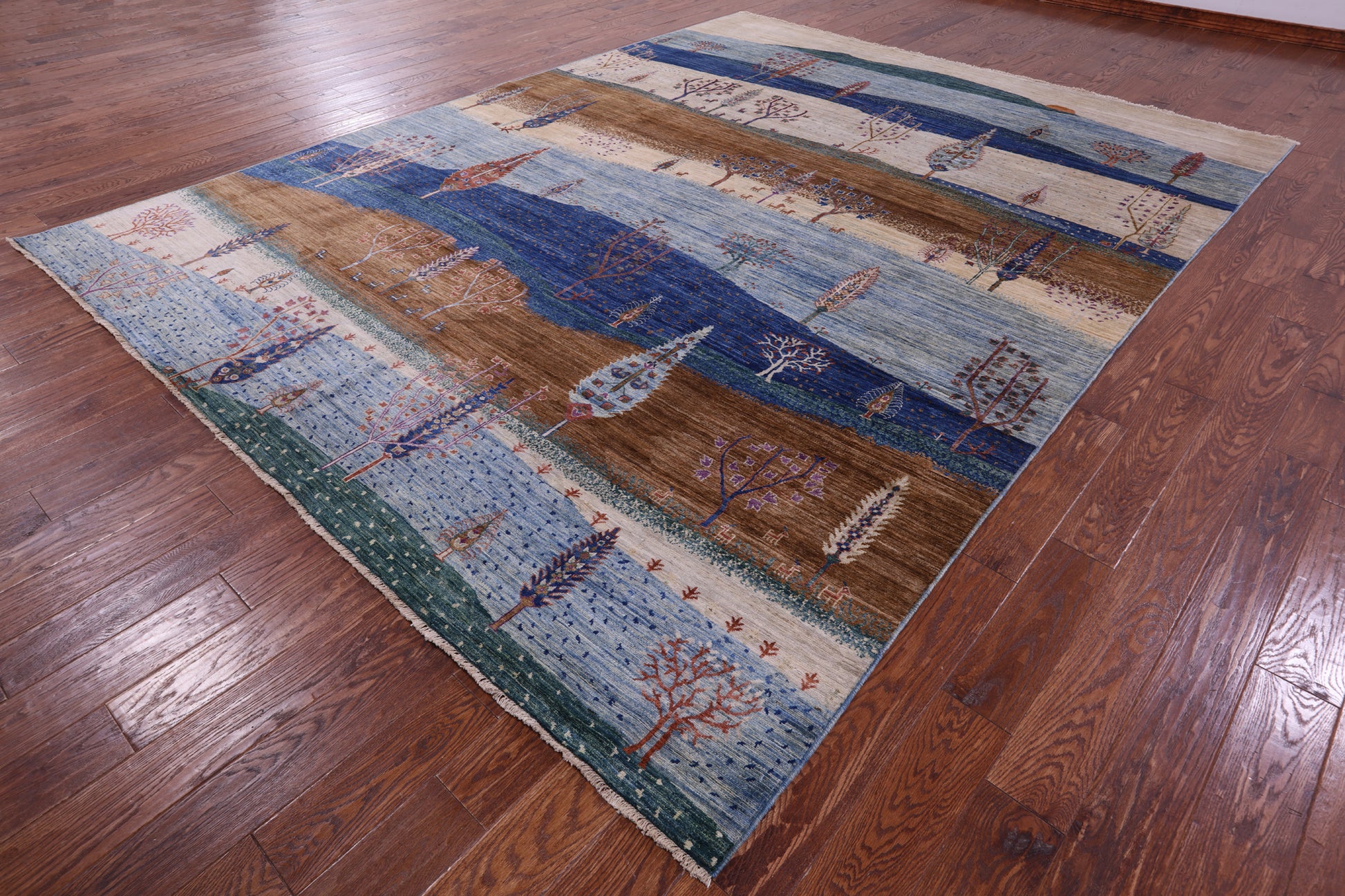 Tribal Persian Gabbeh Hand Knotted Wool Rug - 9' 1" X 11' 9" - Golden Nile