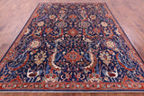 Blue Exotic Birds Persian Fine Serapi Hand Knotted Wool Rug - 8' 0" X 10' 3" - Golden Nile
