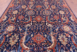Blue Exotic Birds Persian Fine Serapi Hand Knotted Wool Rug - 8' 0" X 10' 3" - Golden Nile