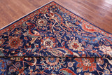 Blue Exotic Birds Persian Fine Serapi Hand Knotted Wool Rug - 8' 0" X 10' 3" - Golden Nile