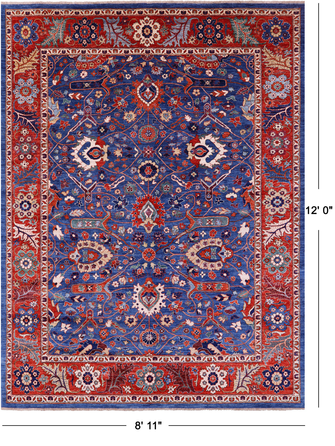 Persian Fine Serapi Hand Knotted Wool Rug - 8' 11" X 12' 0" - Golden Nile