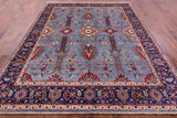 Blue Persian Fine Serapi Hand Knotted Wool Rug - 8' 3" X 10' 2" - Golden Nile