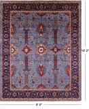 Blue Persian Fine Serapi Hand Knotted Wool Rug - 8' 3" X 10' 2" - Golden Nile