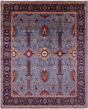 Blue Persian Fine Serapi Hand Knotted Wool Rug - 8' 3" X 10' 2" - Golden Nile