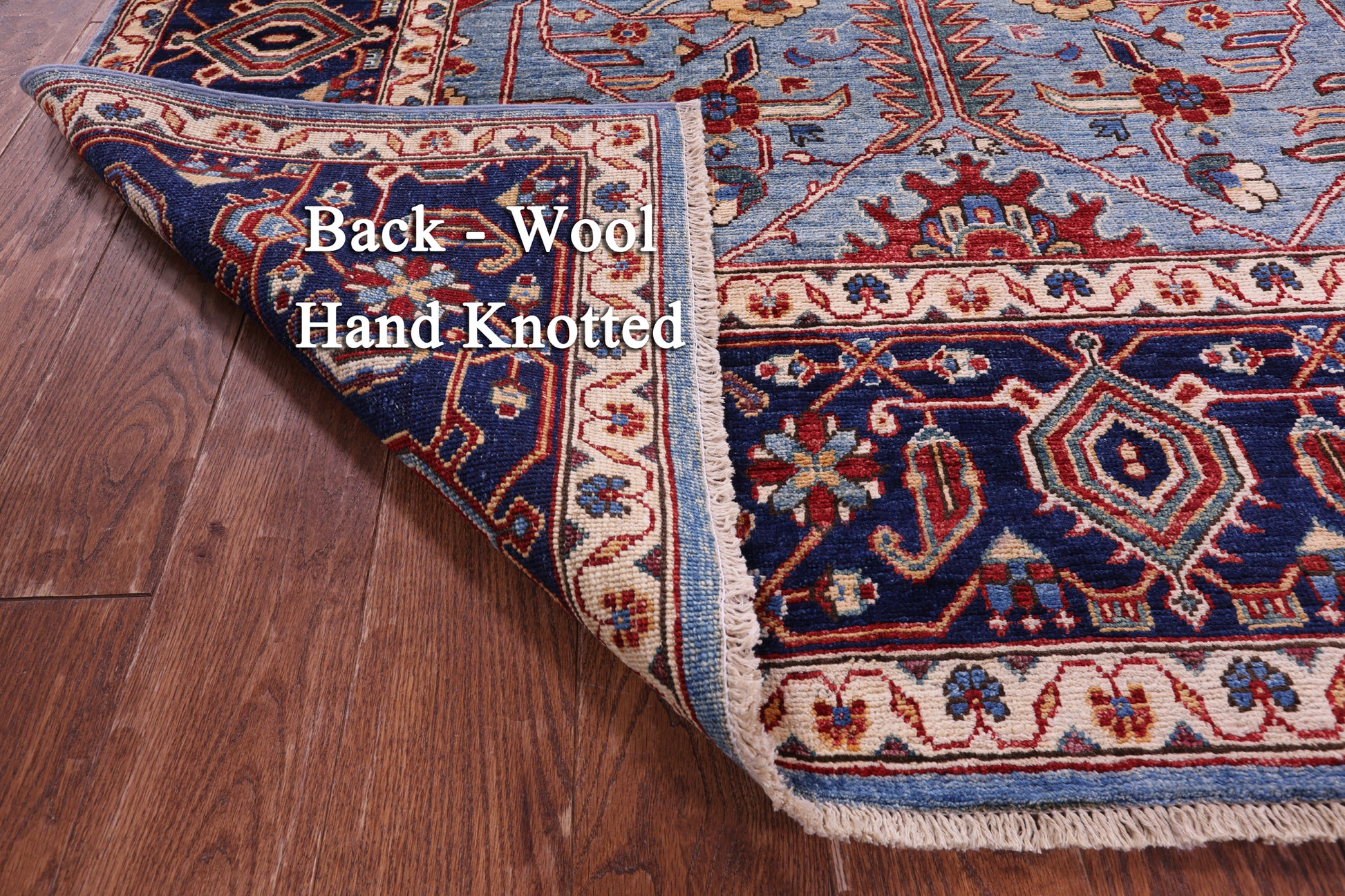 Blue Persian Fine Serapi Hand Knotted Wool Rug - 8' 3" X 10' 2" - Golden Nile