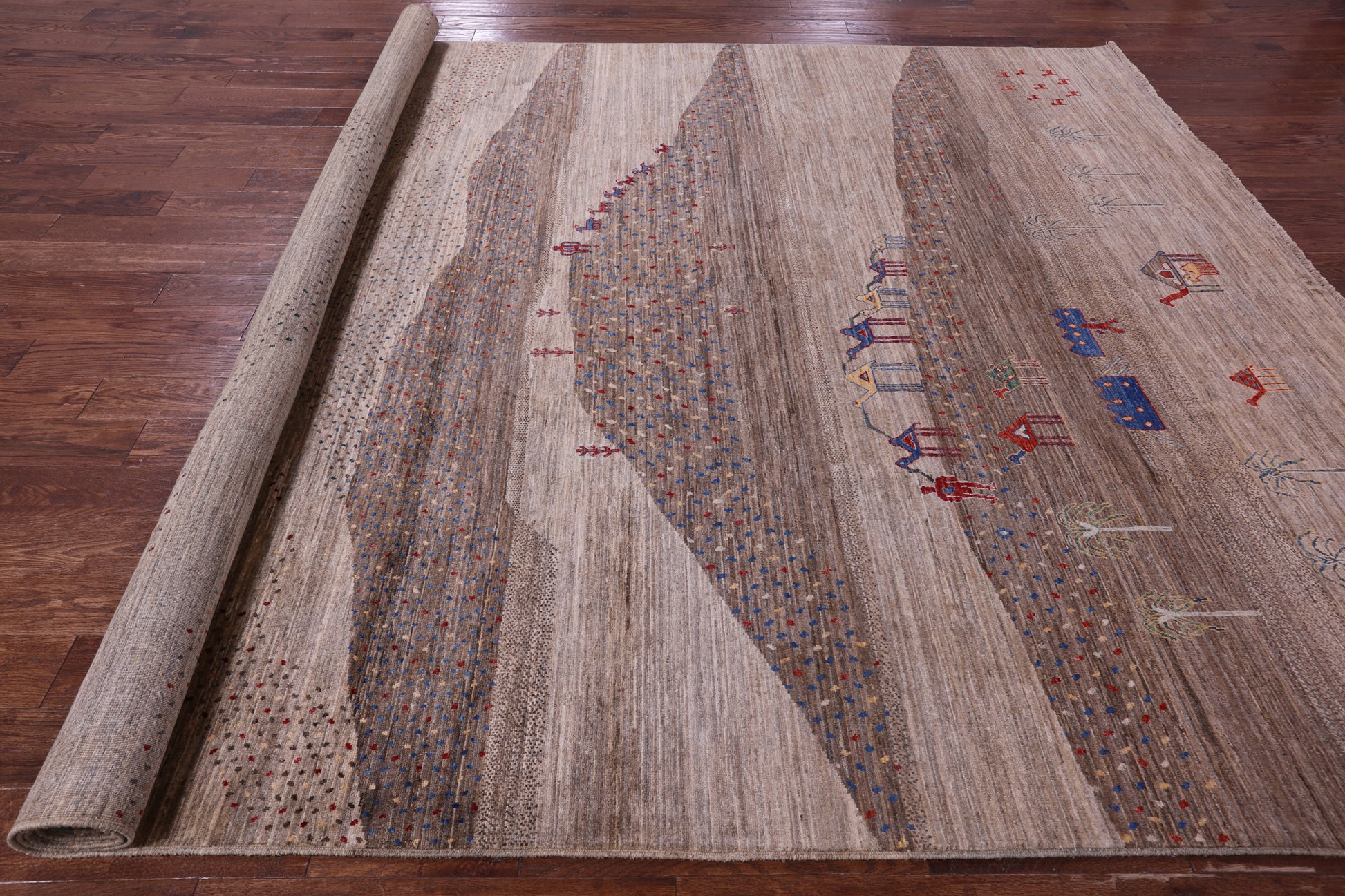 Tribal Persian Gabbeh Handmade Wool Rug - 9' 1" X 12' 1" - Golden Nile