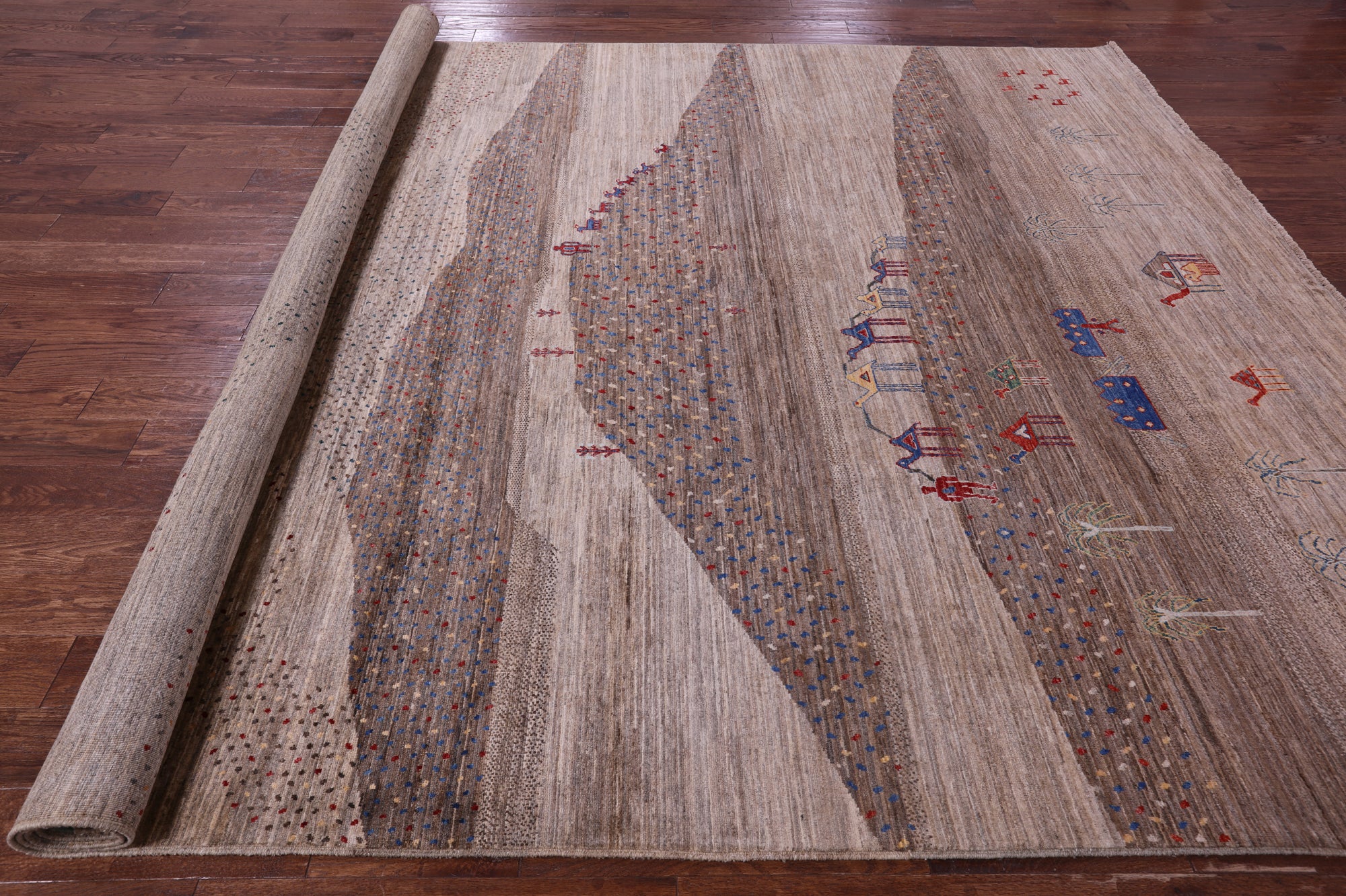 Tribal Persian Gabbeh Handmade Wool Rug - 9' 1" X 12' 1" - Golden Nile