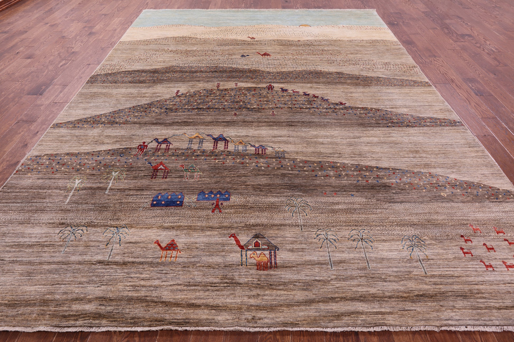 Tribal Persian Gabbeh Handmade Wool Rug - 9' 1" X 12' 1" - Golden Nile