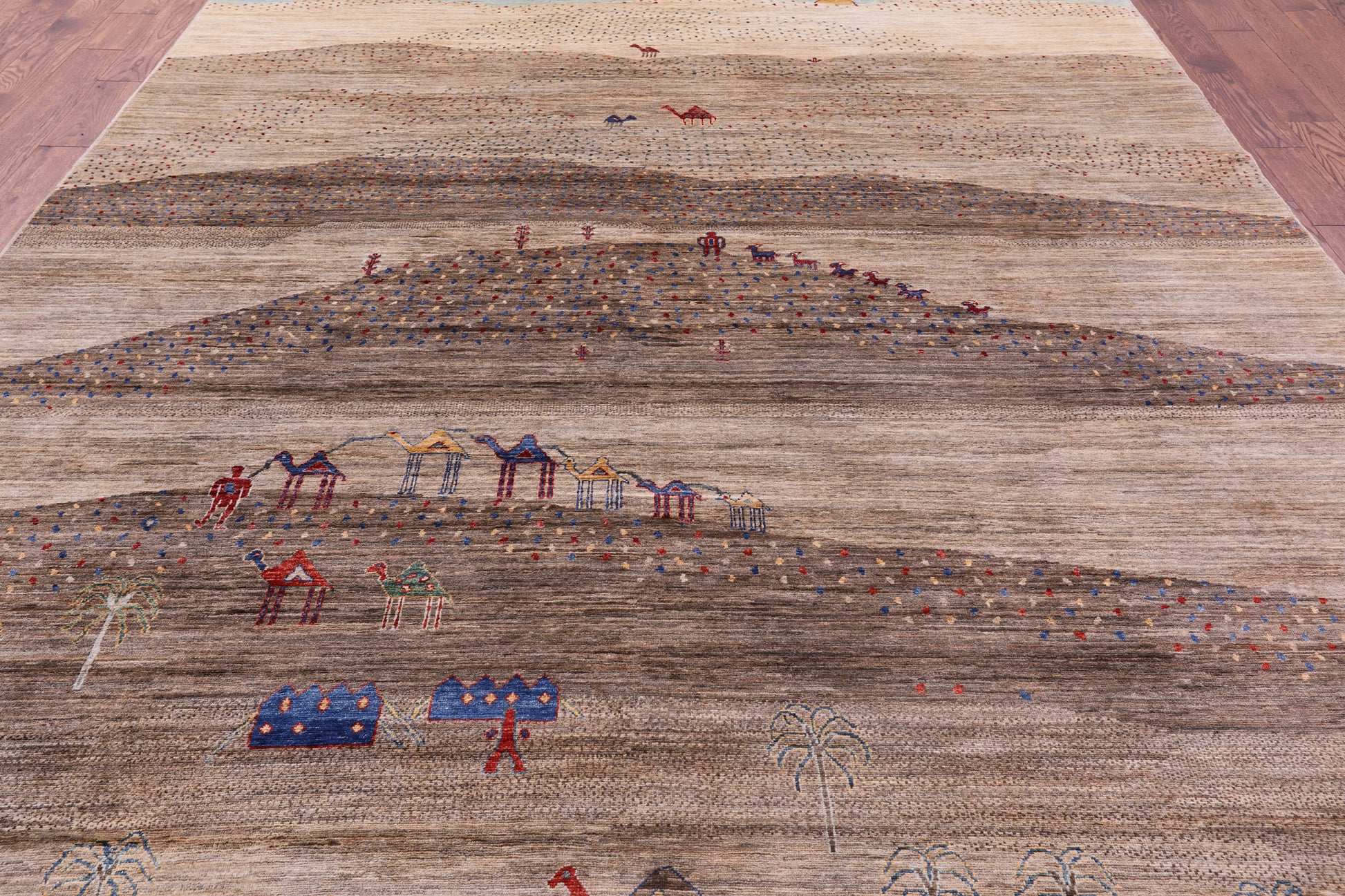 Tribal Persian Gabbeh Handmade Wool Rug - 9' 1" X 12' 1" - Golden Nile