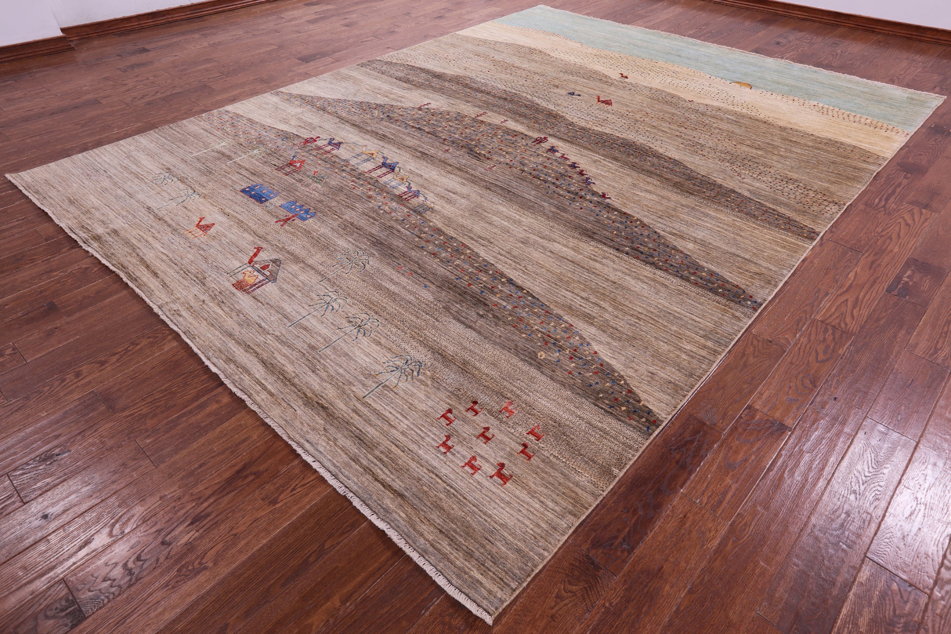 Tribal Persian Gabbeh Handmade Wool Rug - 9' 1" X 12' 1" - Golden Nile