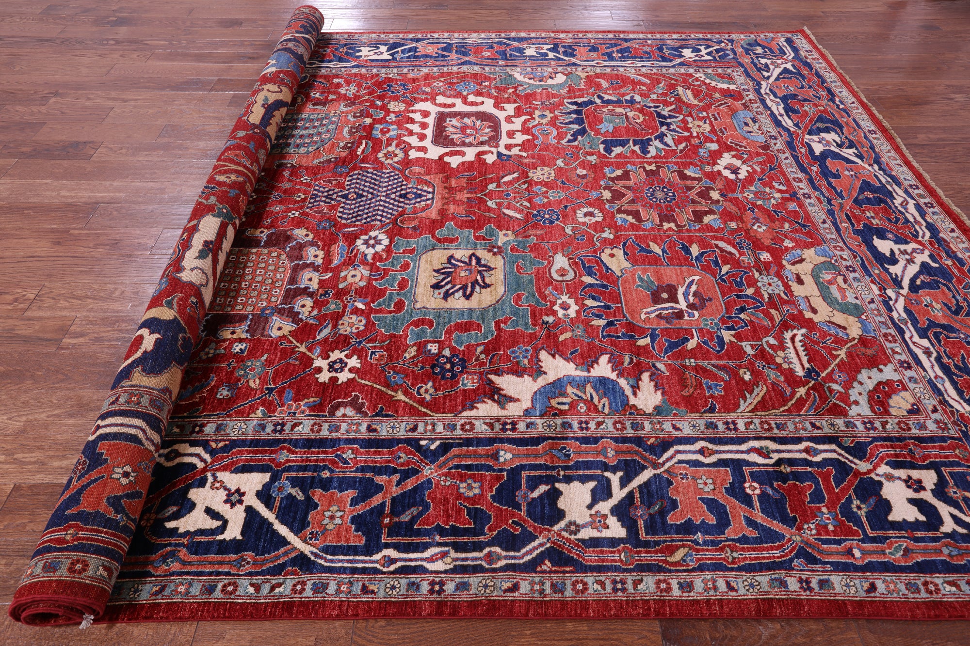 Persian Fine Serapi Hand Knotted Wool Rug - 8' 9" X 11' 9" - Golden Nile
