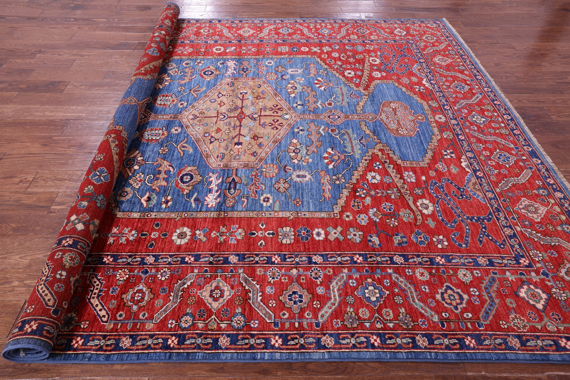 Persian Fine Serapi Hand Knotted Wool Rug - 8' 3" X 9' 9" - Golden Nile