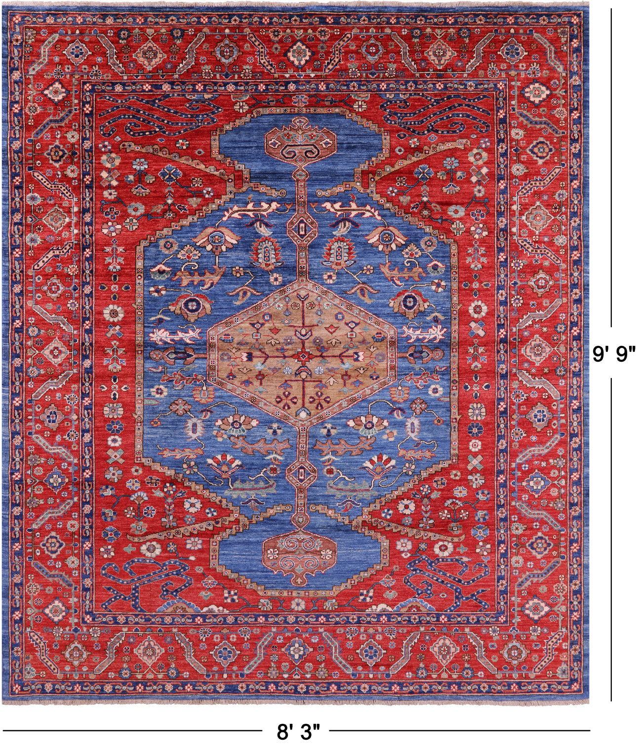 Persian Fine Serapi Hand Knotted Wool Rug - 8' 3" X 9' 9" - Golden Nile