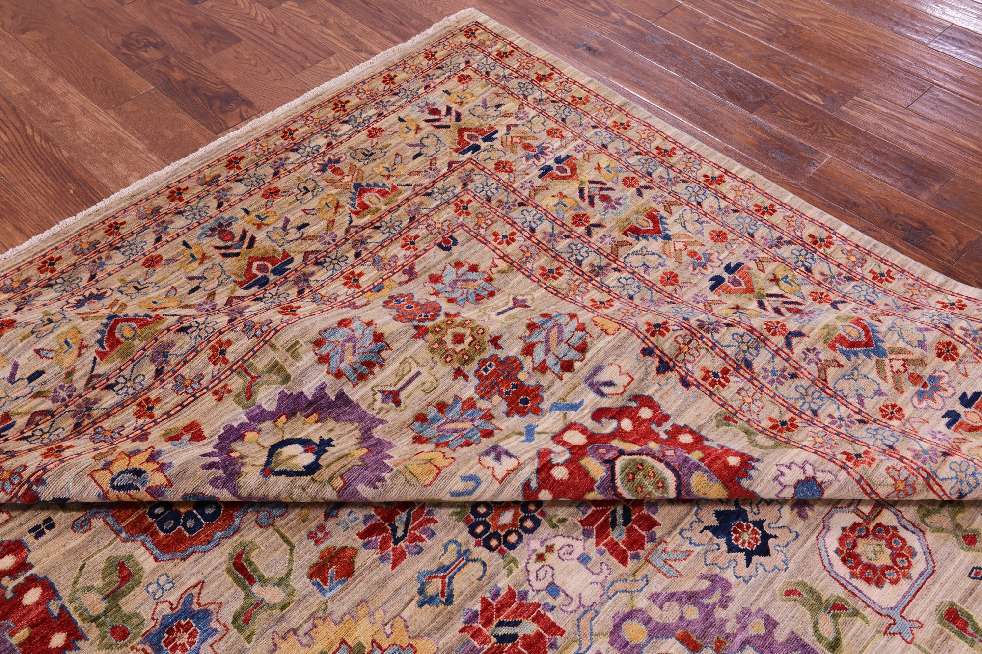 Square Persian Fine Serapi Hand Knotted Wool Rug - 10' 2" X 10' 2" - Golden Nile