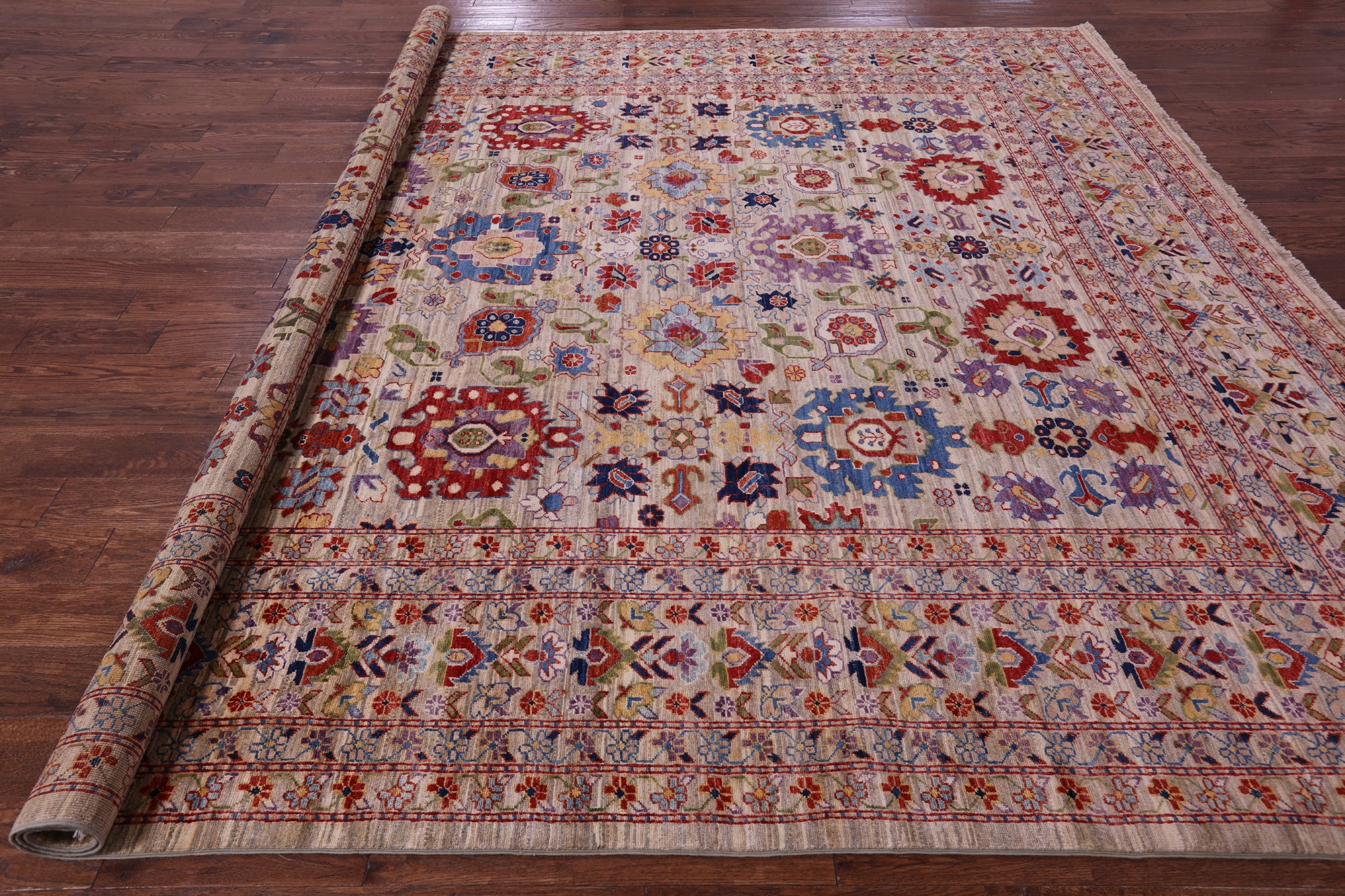 Square Persian Fine Serapi Hand Knotted Wool Rug - 10' 2" X 10' 2" - Golden Nile